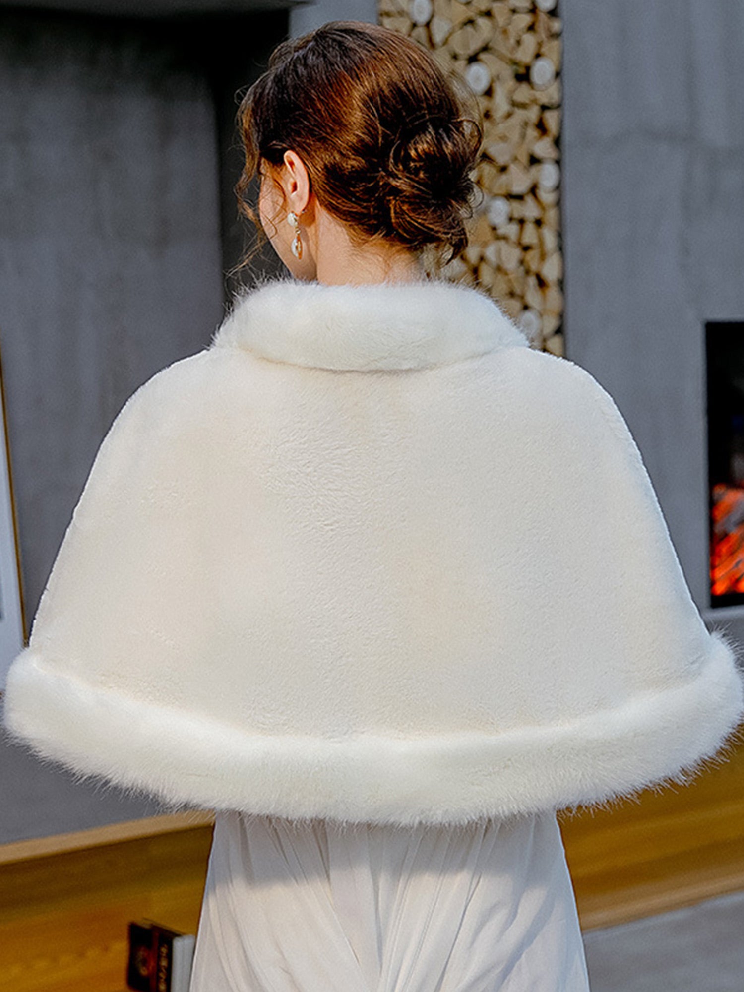 Elegant Bridal Faux Fur Shawl